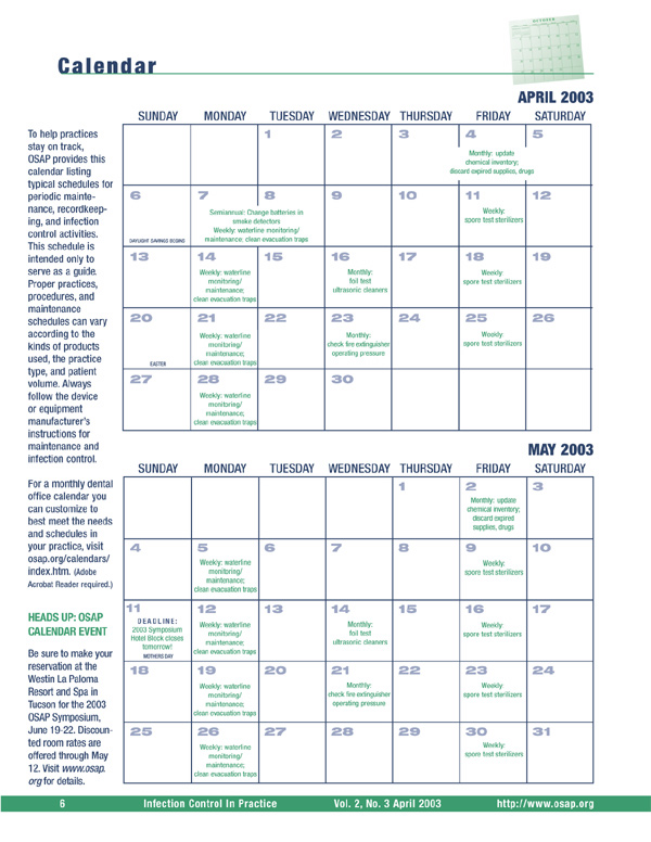 2003 calendar may